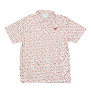 Texas Longhorn Wes & Willy Men's All Over Tailgate Print Embroidered Logo Polo (2348TEX)