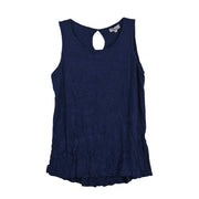Shana Crinkle Solid Navy Tank Top