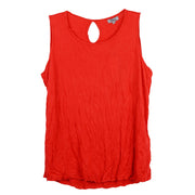 Shana Crinkle Solid Red Tank Top