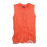 Shana Crinkle Solid Coral Pocket Tank Top