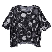 Shana Crinkle Circles Print Dolman Sleeve Top