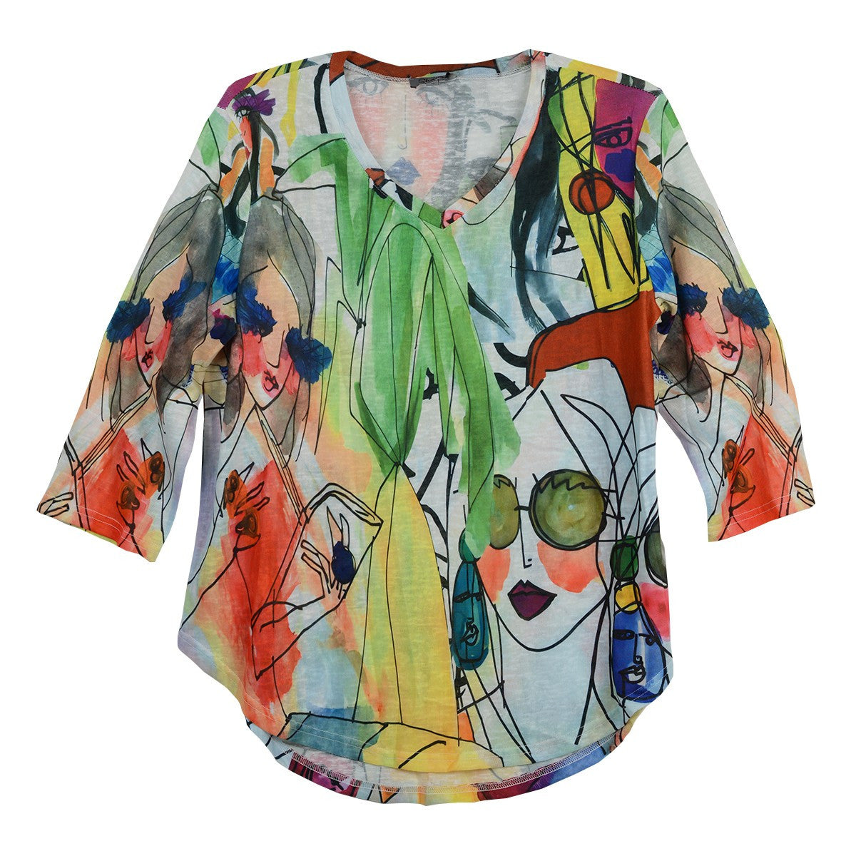 Shana Girl Slub Knit V-Neck Top