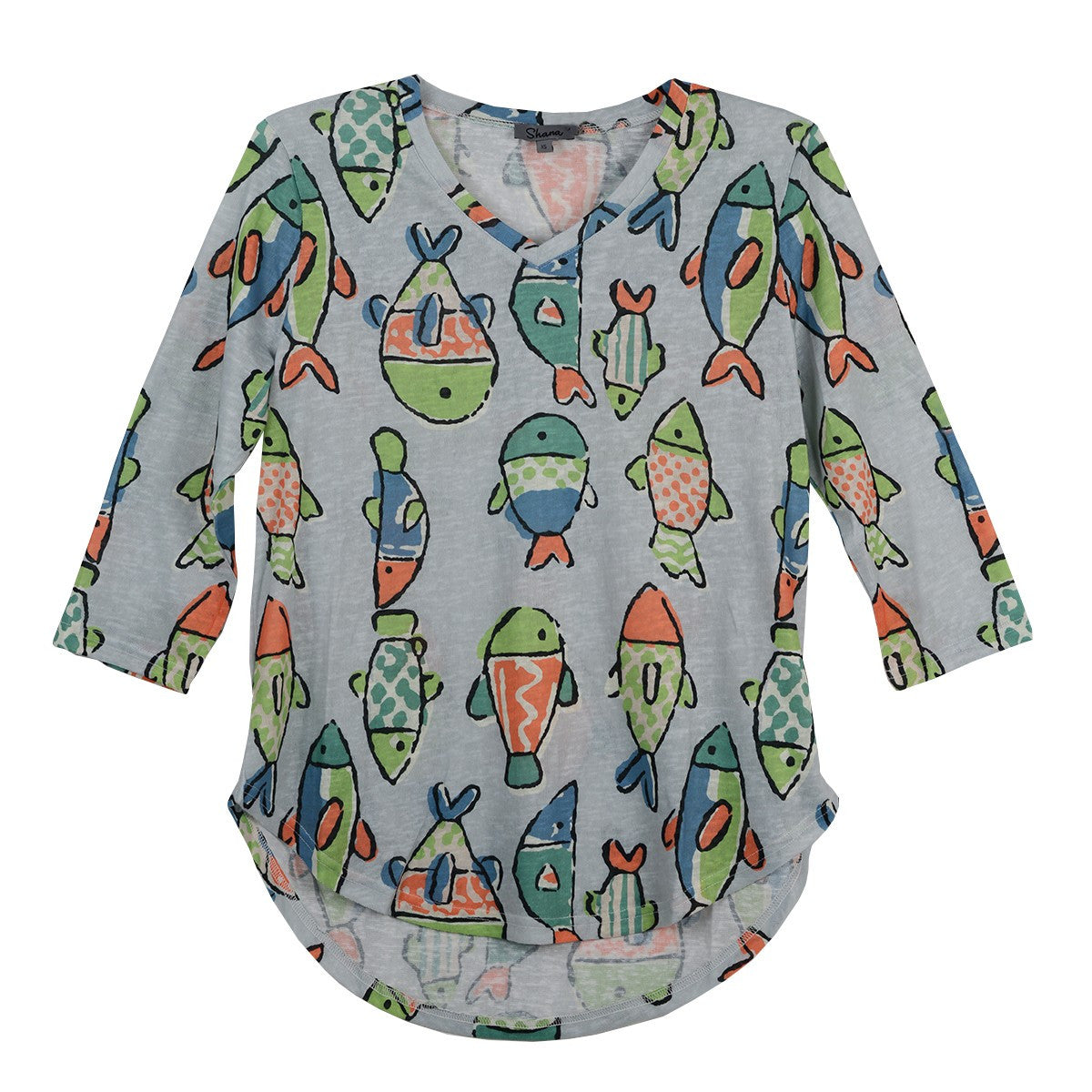 Shana Fish Slub Knit V-Neck Top