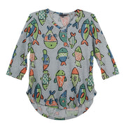 Shana Fish Slub Knit V-Neck Top