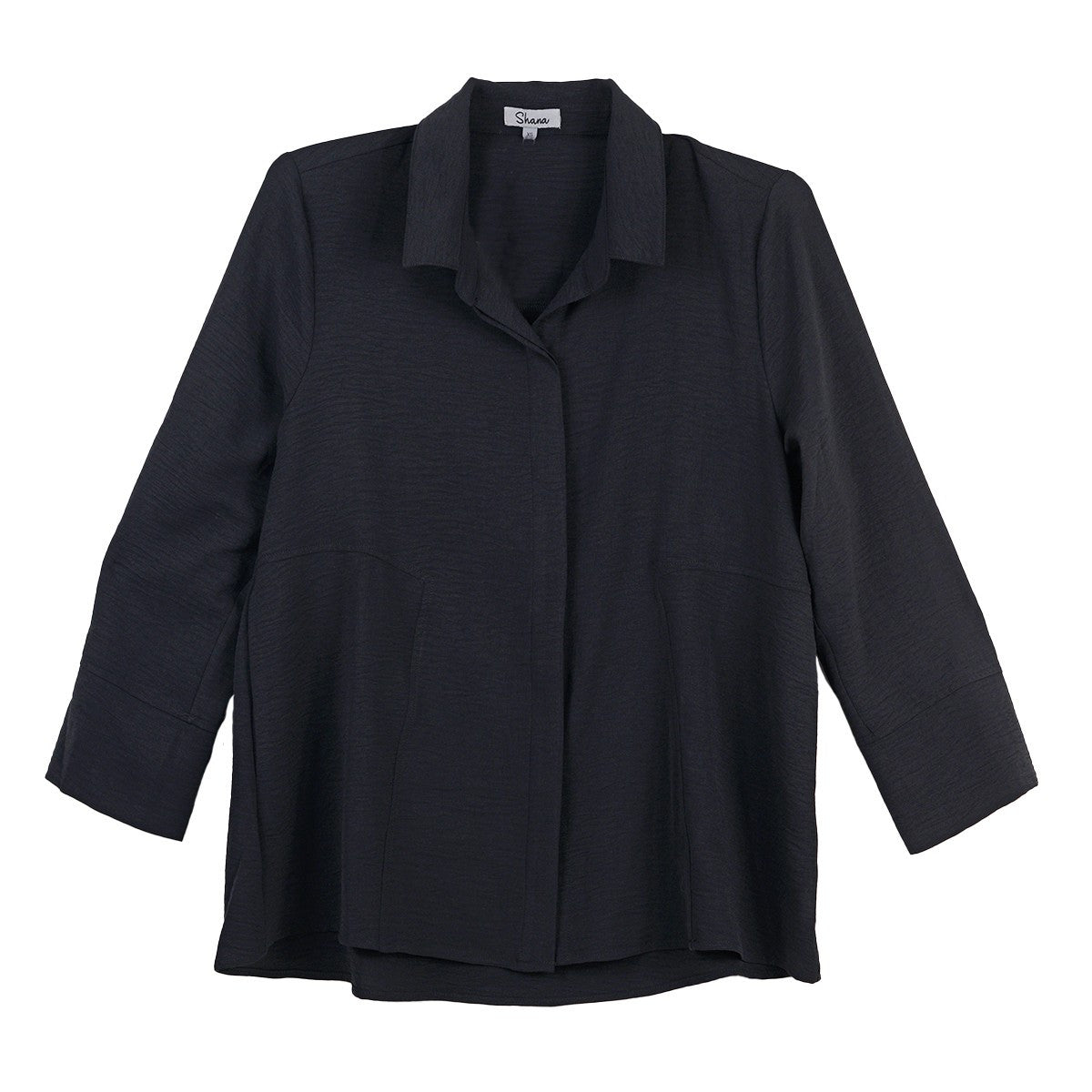 Shana Airflow Side Pockets Solid Black Shirt