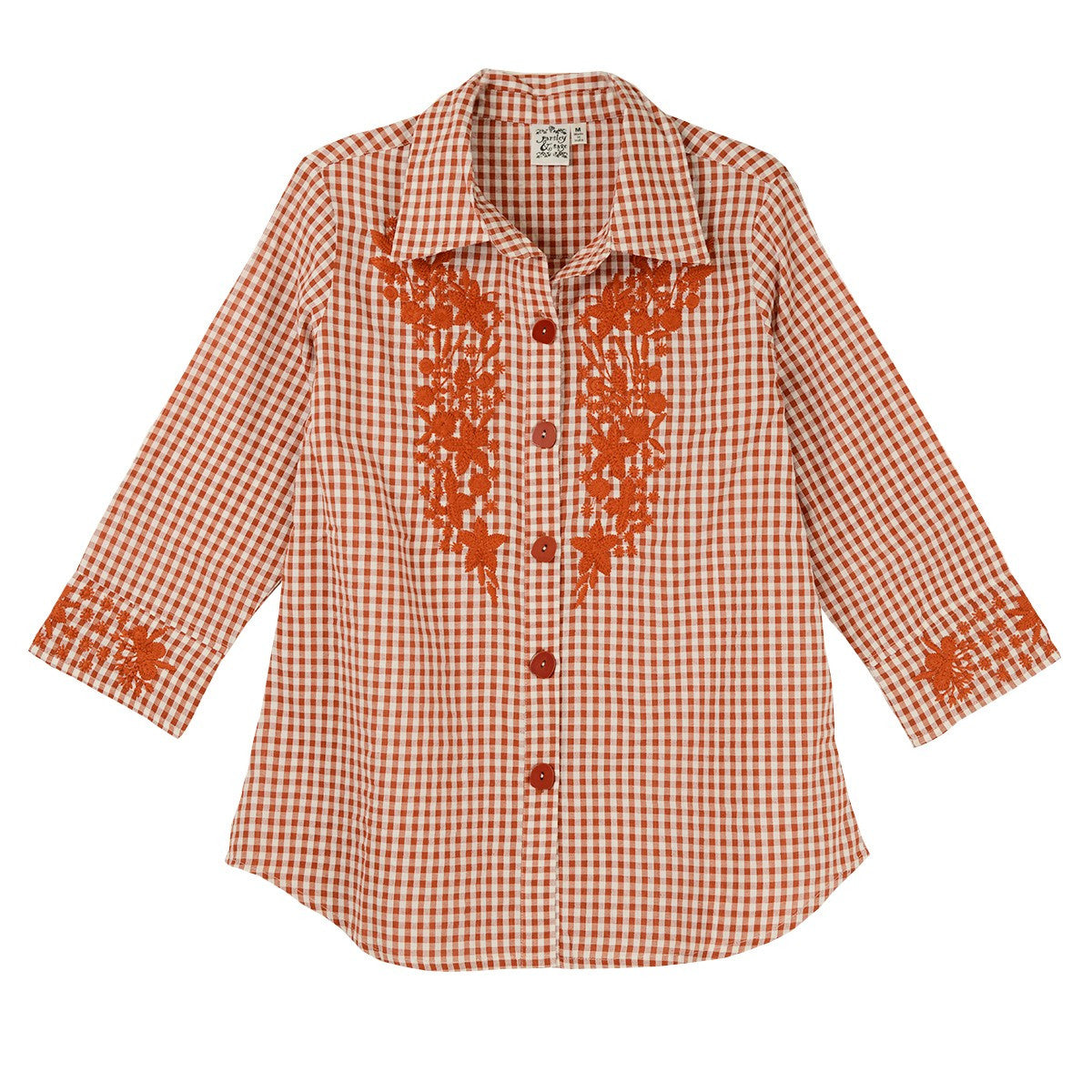 Parsley & Sage Katie Gingham Embroidered Shirt
