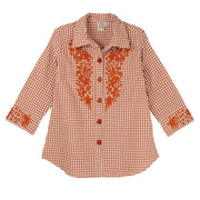 Parsley & Sage Katie Gingham Embroidered Shirt