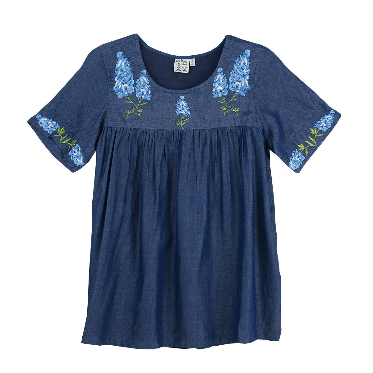 Parsley & Sage Amber Embroidered Bluebonnet Short Sleeve Top