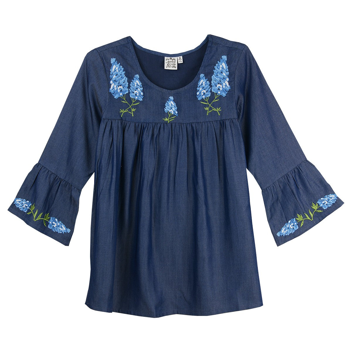 Parsley & Sage Amber Embroidered Bluebonnet 3/4 Sleeve Top (25t80C)