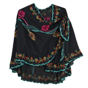 Rapti Embroidered Cotton Loop Shawl (#6) (BLK)