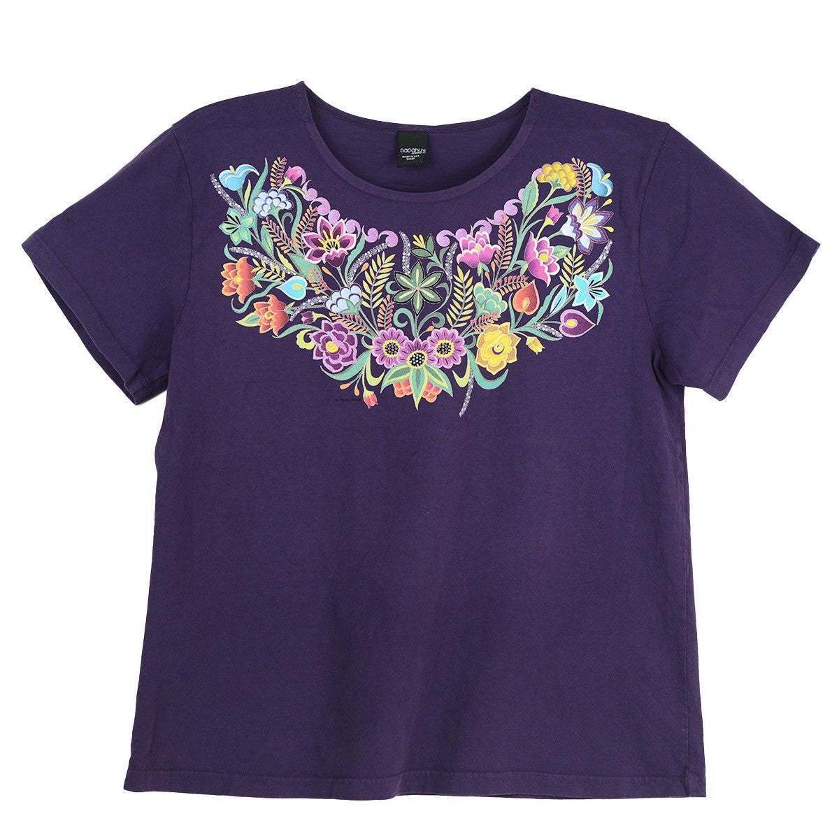 Sabaku Las Flores Huipil Short Sleeve  Boutique Tee (BLKBERRY)