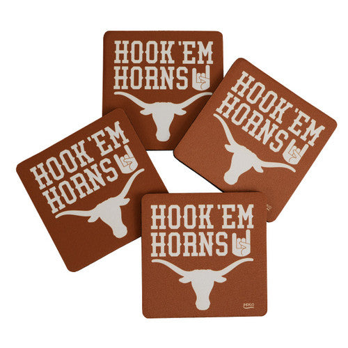 Texas Longhorn Hook 'em 4-Pack Neoprene Coasters