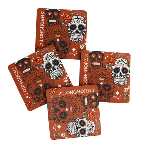 Texas Longhorn Day of the Dead 4-Pack Neoprene Coasters