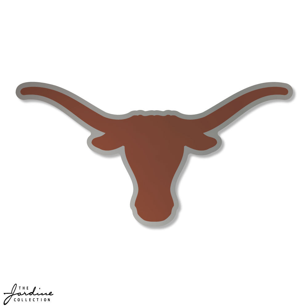Texas Longhorn Burnt Orange Logo with Silver Reflective Outline 6" Vinyl Decal