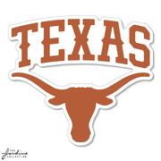Texas Longhorn Arch TEXAS Over Logo  6" Vinyl Sticker (VD6-8)