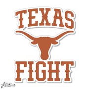 Texas Longhorn TEXAS FIGHT with Logo 6" Vinyl Sticker (VD6-20)
