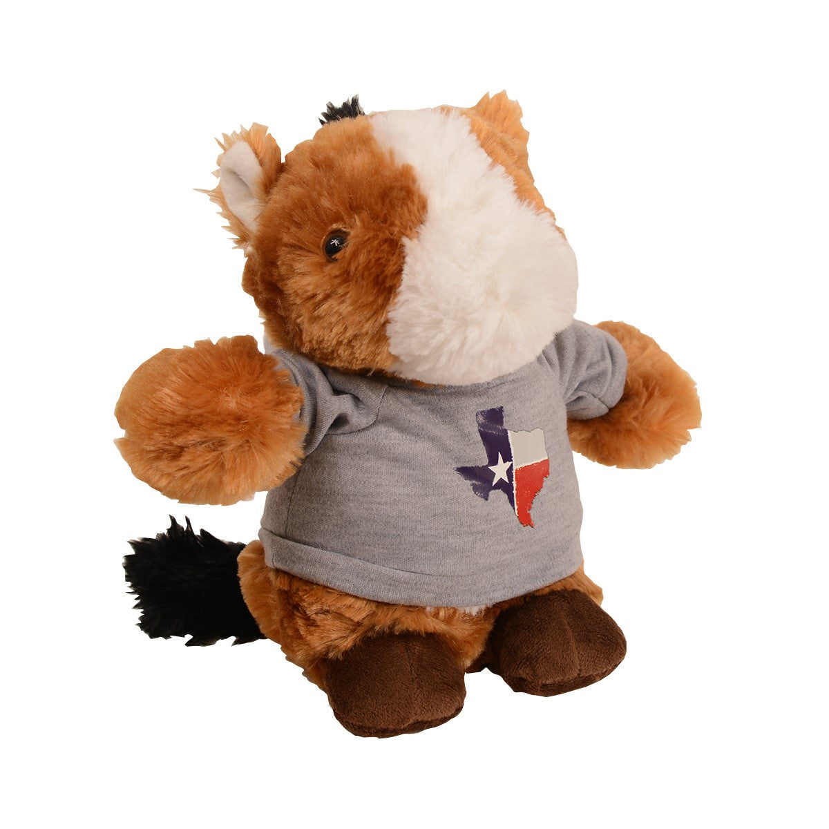 Wishpets Chubby Horse with Grey Texas Flag Hoodie Plush (93085-HOODIE)