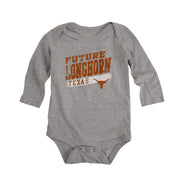 Texas Longhorn Ollie Infant Future Longhorn Long Sleeve Onesie (OXFORD)