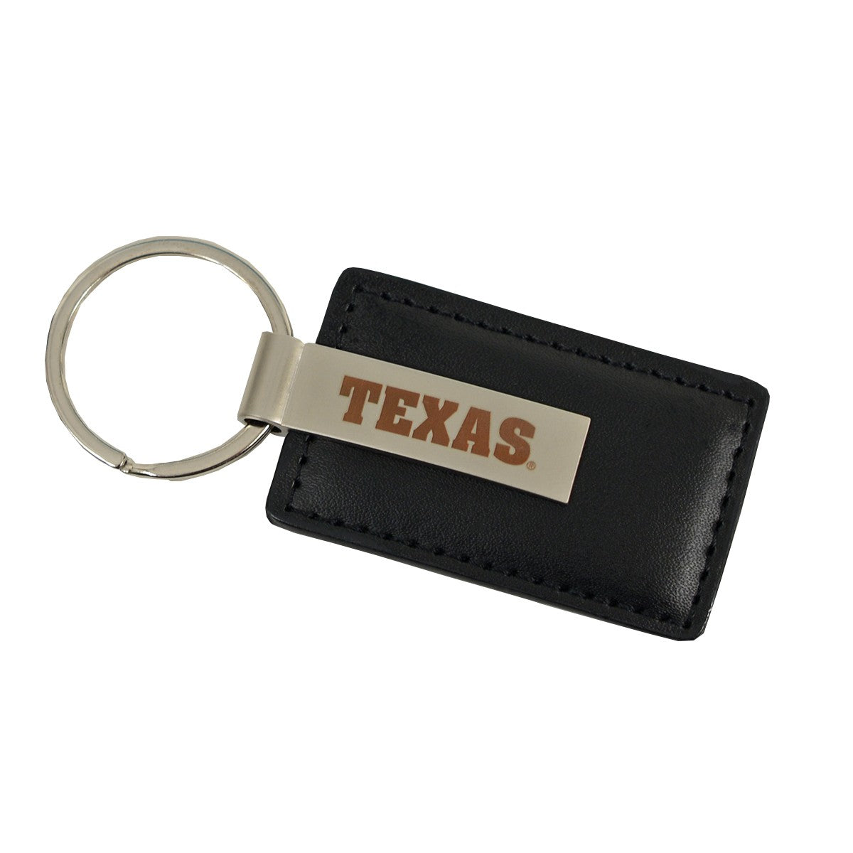 Texas Longhorns Black Leather Keychain