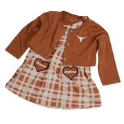 Texas Longhorn Colosseum Infant Marceline Plaid Dress & Cardigan Set (COSD20347)