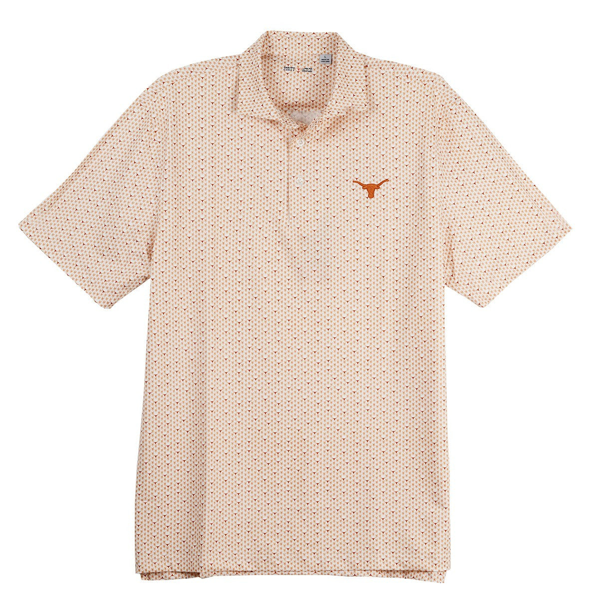 Texas Longhorn 40 Acres Men's Hook 'Em Hand Ecotec Polo (WHT/ORNG)