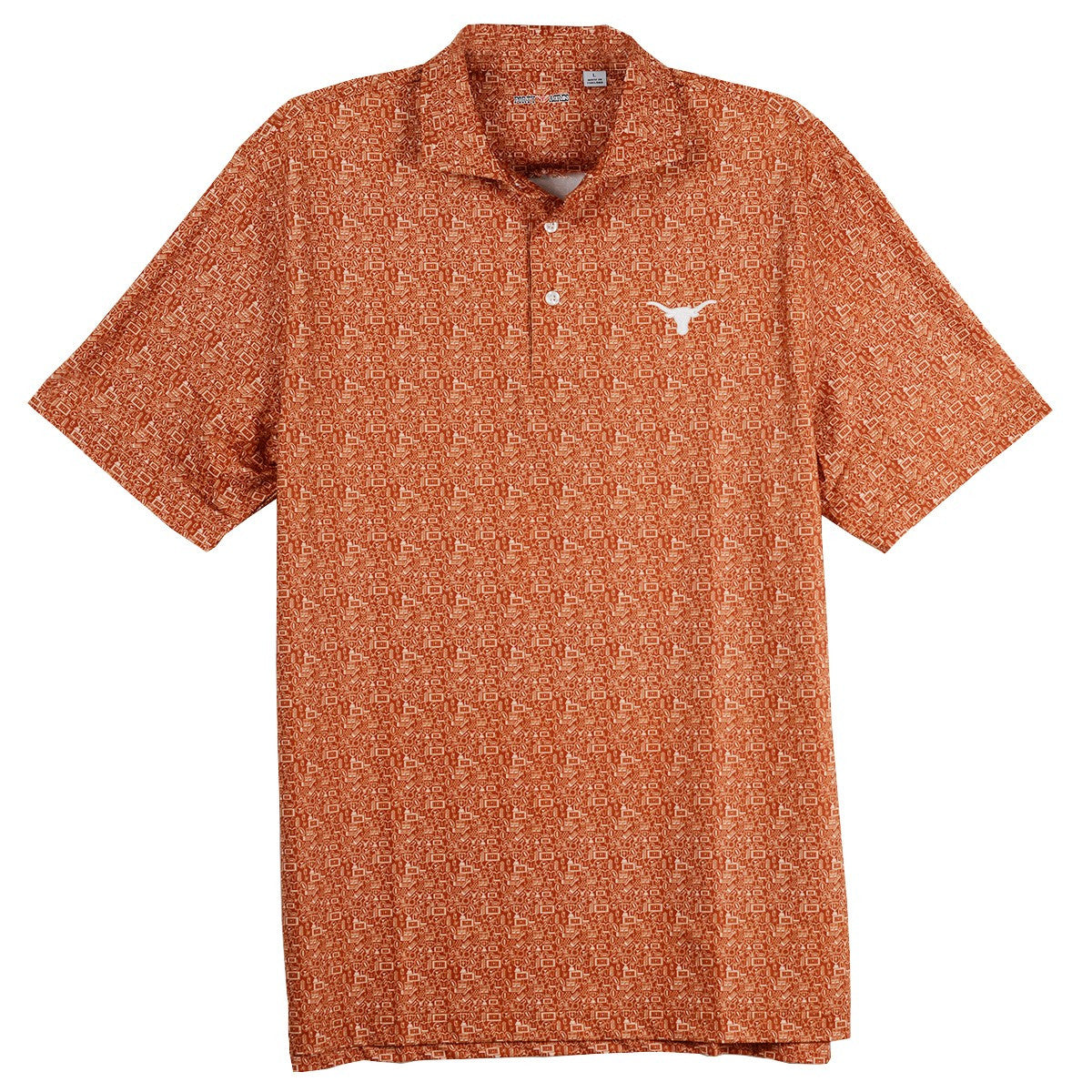 Texas Longhorn 40 Acres Men's UT Football Ecotec Polo (ORNG/WHT)