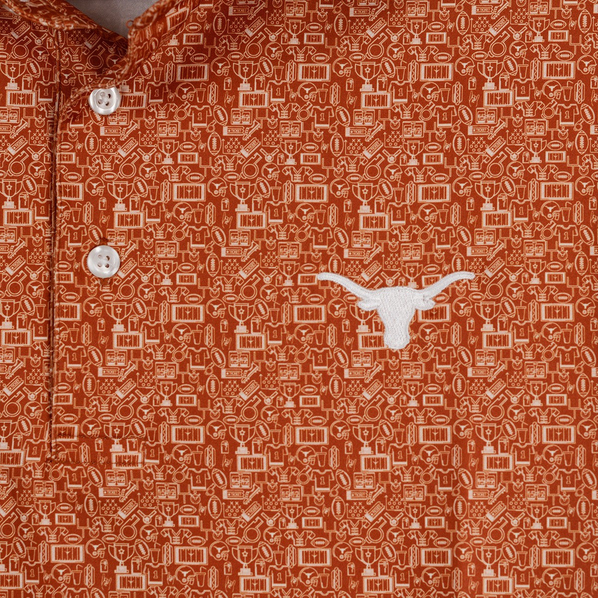 Texas Longhorn 40 Acres Men's UT Football Ecotec Polo (ORNG/WHT)
