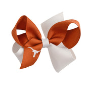 Texas Longhorn Wee Ones Embroidered Clip Bow
