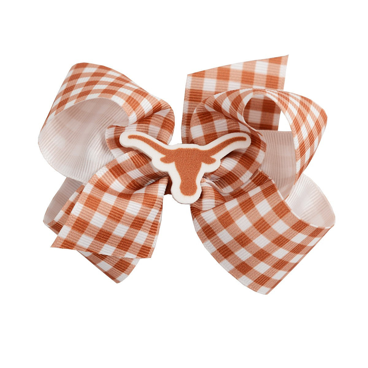 Texas Longhorn Wee Ones Gingham Print Clip Bow