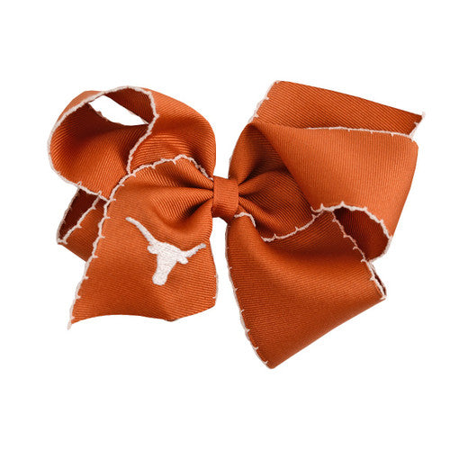 Texas Longhorn Wee Ones Grosgrain Embroidered Bow