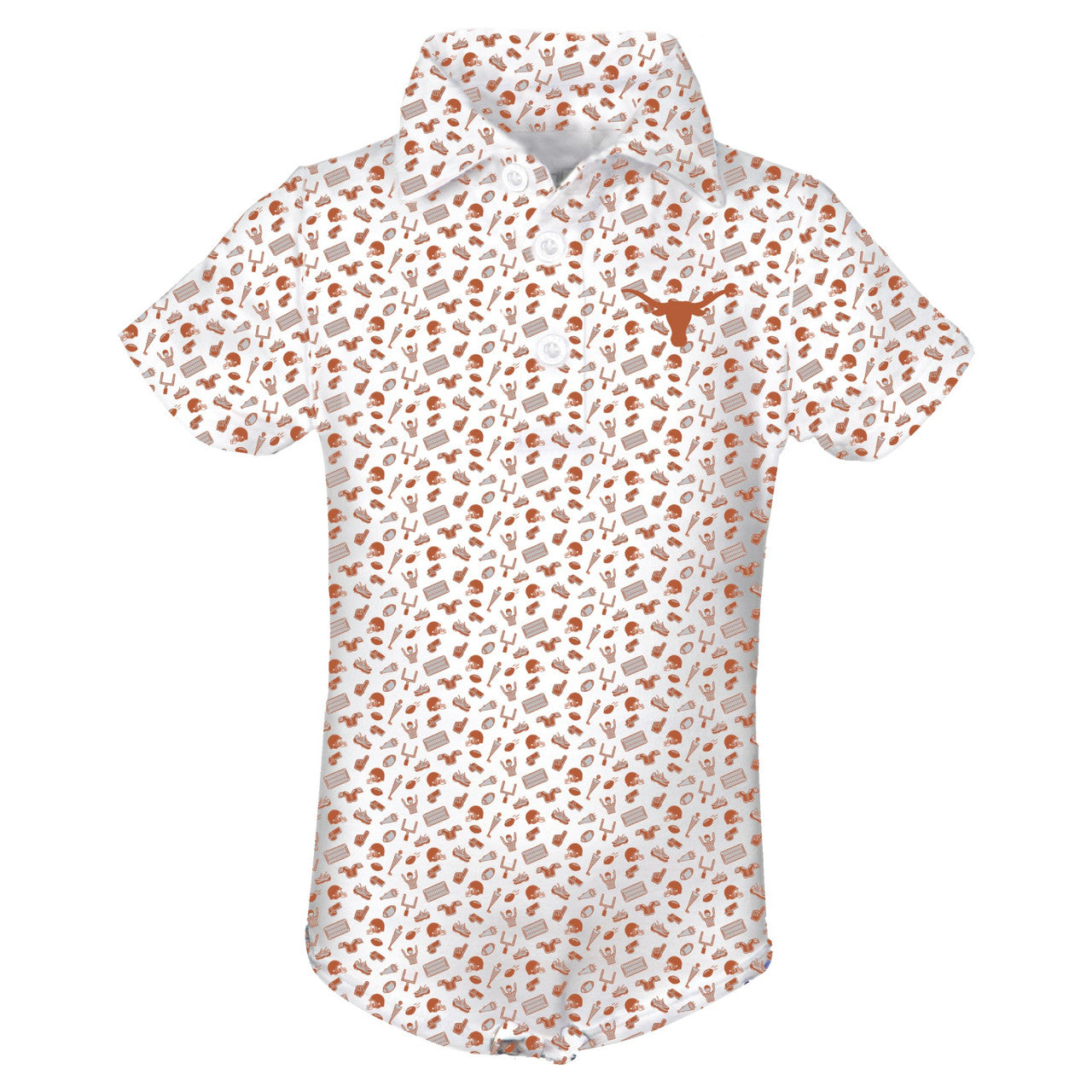 Texas Longhorn Garb Infant Allover Print Polo Onesie