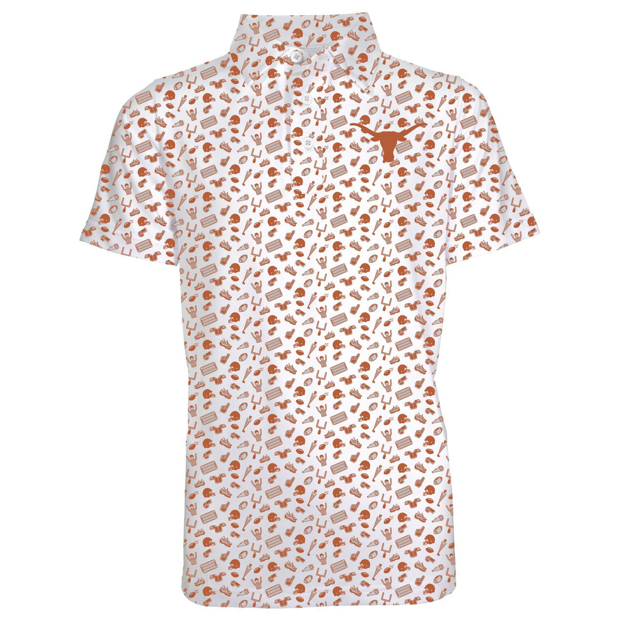 Texas Longhorn Garb Youth Allover Print Polo