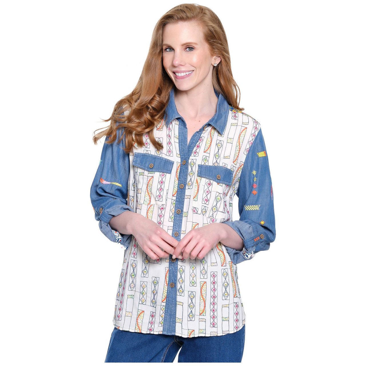 John Mark Embroidered Sleeve Shirt (J35731BM)