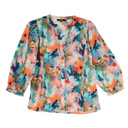 Lior Garden Floral Boyfriend V-Neck Voile Shirt