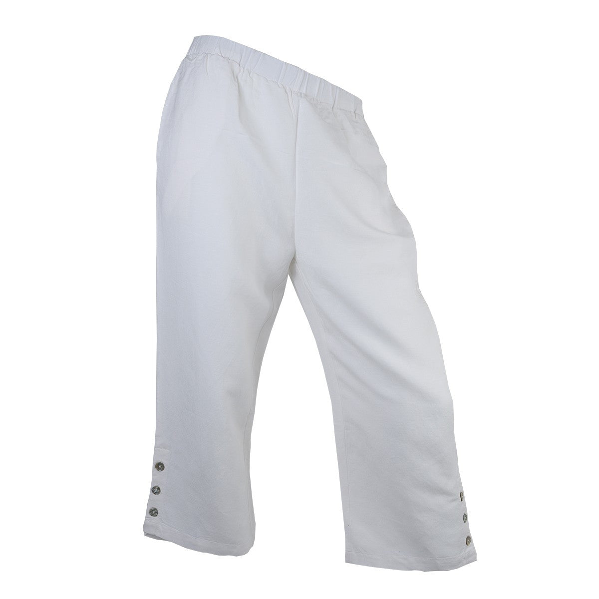 Toofan Linen Side Button Detail Solid Capri (3 Colors)