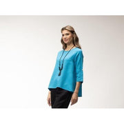 Toofan Linen Back Button Detail Solid Tunic (TURQ)