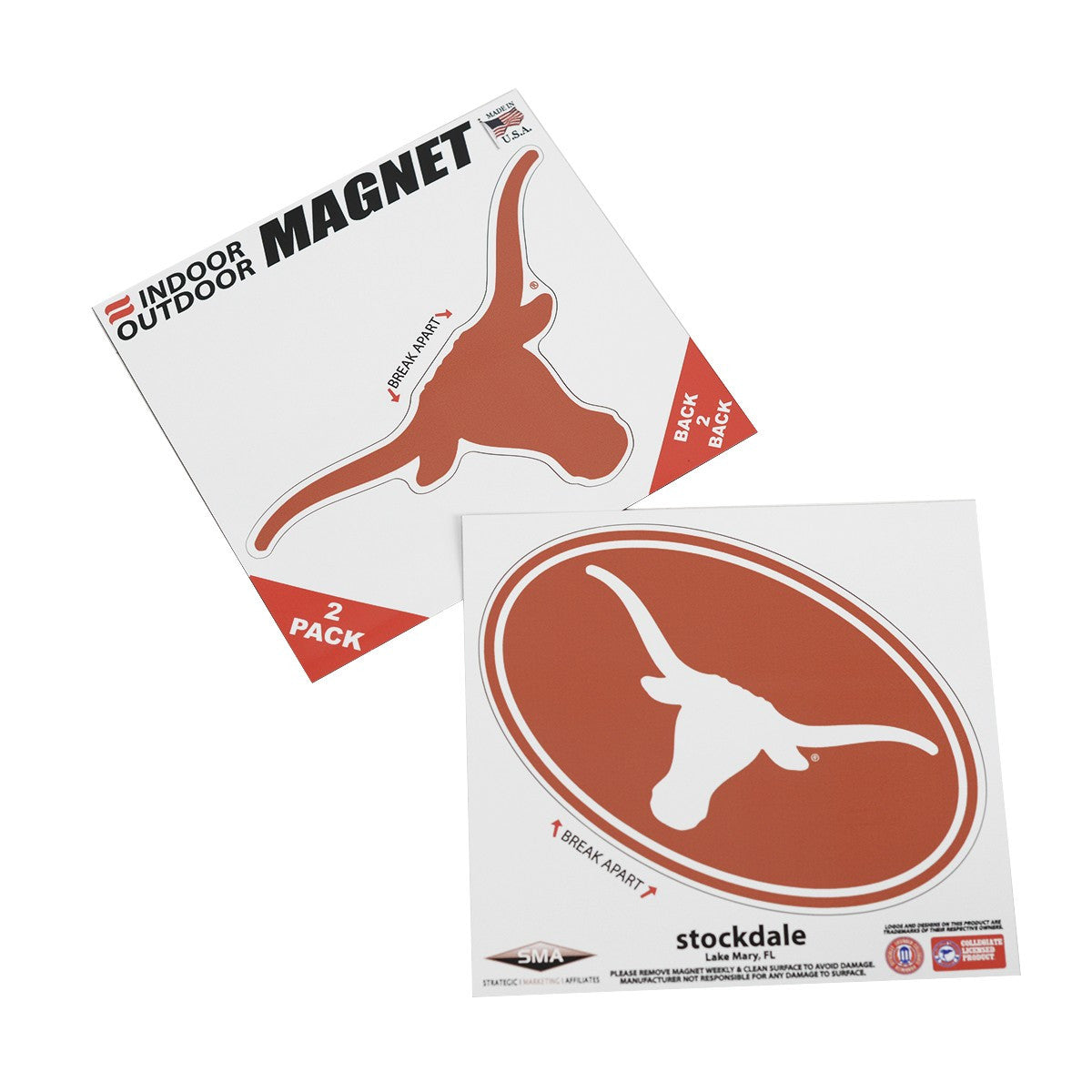 Texas Longhorn Oval/Logo Magnet (2 Pack) (S53830)