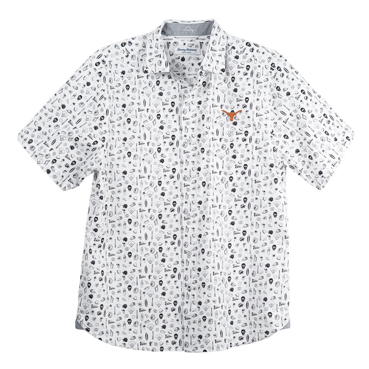 Texas Longhorn Tommy Bahama Nova Wave Riptide Camp Shirt (WhiteLTGRY)(St327062BR)