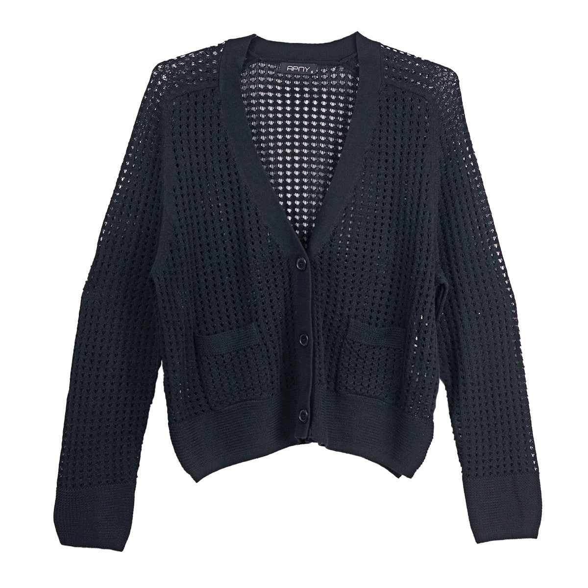 APNY Open Knit Crop Cardigan (BLK)