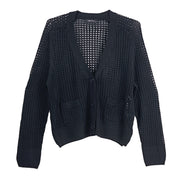 APNY Open Knit Crop Cardigan (BLK)