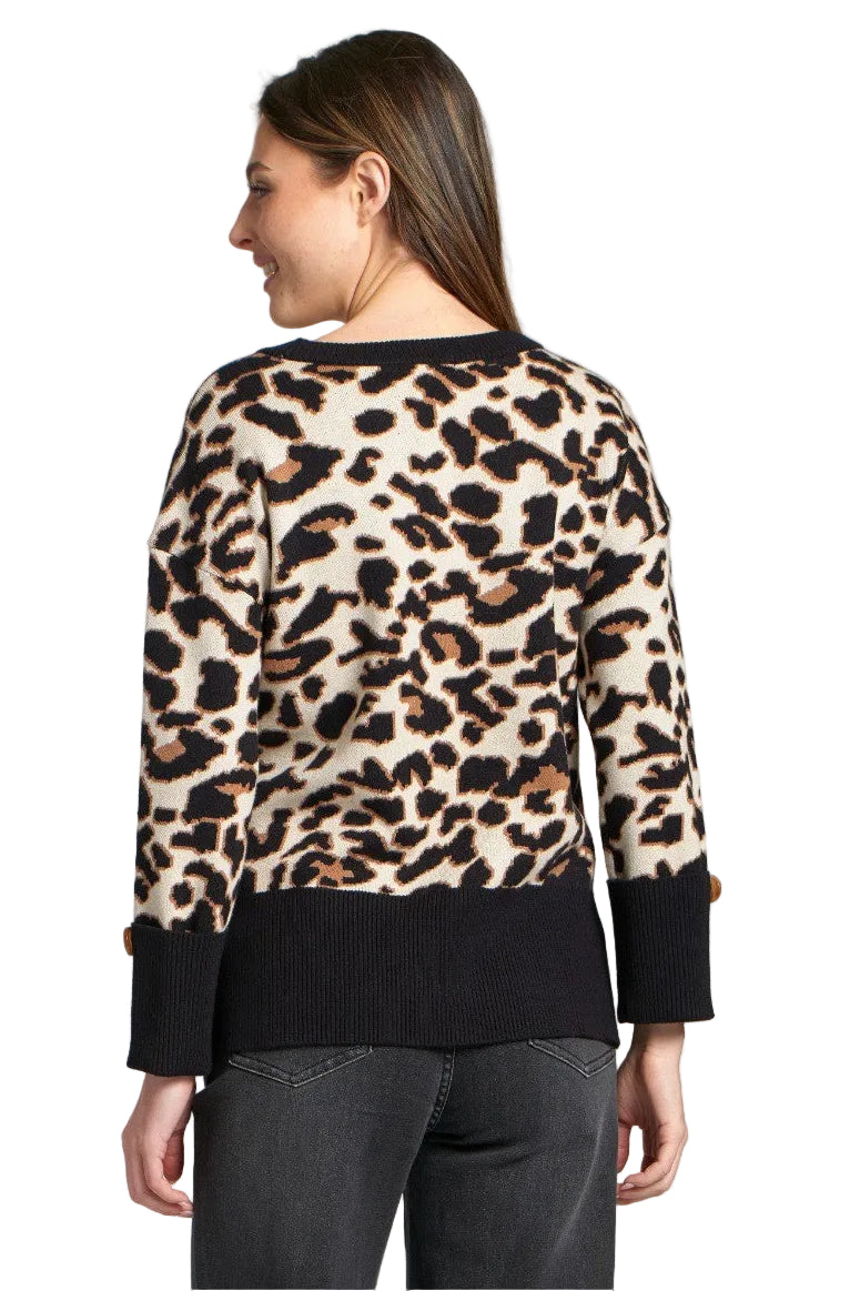 APNY Latte Multi Animal Print Pullover Sweater