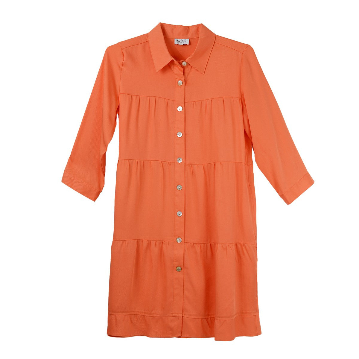 Toofan Tiered Solid Coral Dress