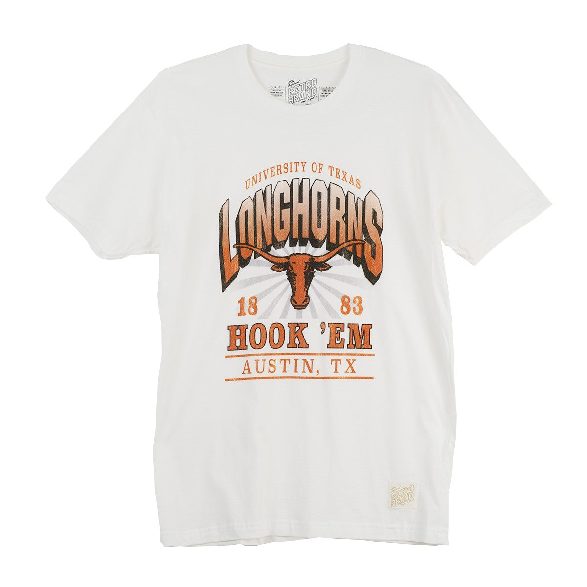 Texas Longhorn Arch Longhorn Vintage Bevo est. 1883 Tee (WHT)