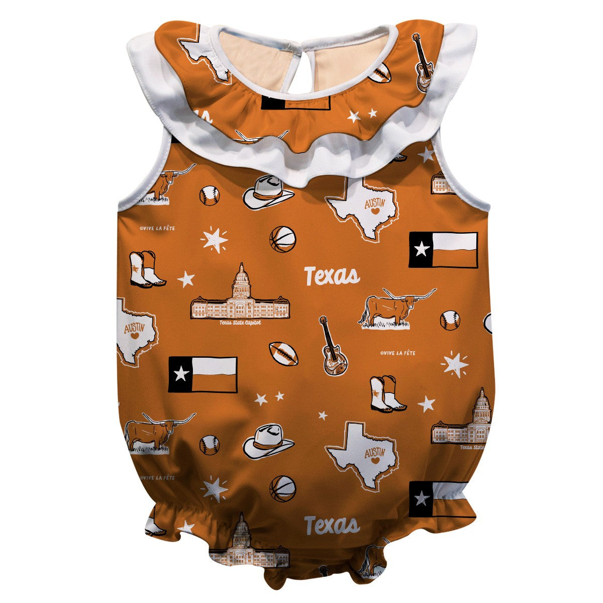 ATX Icons Print Infant Ruffle Collar Bubble Onesie