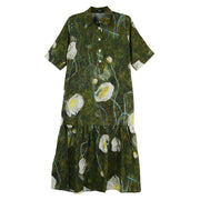 Lior Olive Watercolor Floral Long Dress