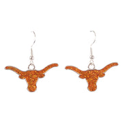 Texas Longhorn French Wire Glitter Logo Earrings (TEX43345)