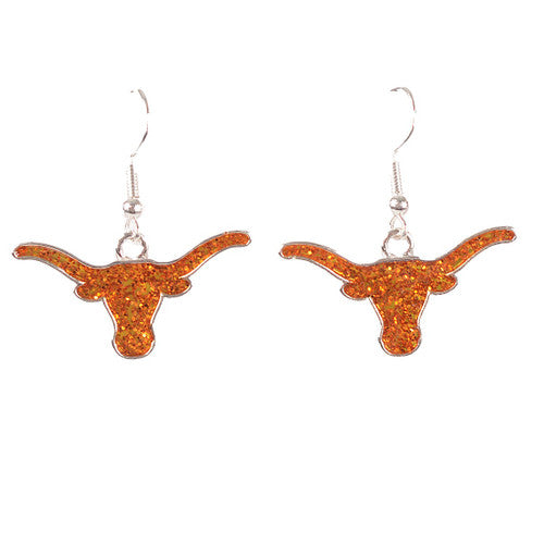 Texas Longhorn French Wire Glitter Logo Earrings (TEX43345)
