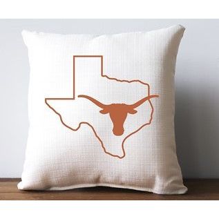 Texas Longhorn State Outline/Logo Pillow (UT0003)
