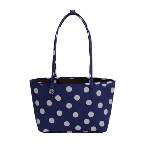 Baggu Medium Nylon Reversible Tote - Navy Polka Dot Mix
