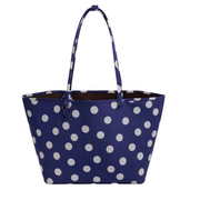 Baggu Large Nylon Reversible Tote - Navy Polka Dot Mix